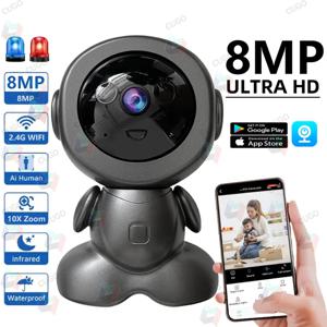8MP 와이파이 감시 로봇 카메라 PTZ 보안 베이비 모니터 양방향 오디오 컬러 야간 투시 AI 스마트 추적 홈 IP 카메라