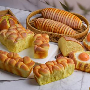 1개입 만화 빵 모양 스트레스 해소 모델, 느린 반동 코코넛 빵 모양 집 장식 장식품, 부드러운 촉감 빵 소품