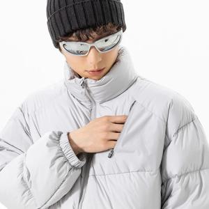 트렌디한 커플 스타일 남성용 숏 루즈핏 패딩 다운 재킷 스탠드업 칼라 - 국가 표준 화이트 덕 다운 충전재