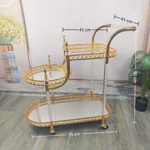 푸드 트럭 트롤리 고급 금속 유리 라이트 럭셔리 레트로 음식 배달 디저트 카트 레드 와인 이동식 커피 테이블