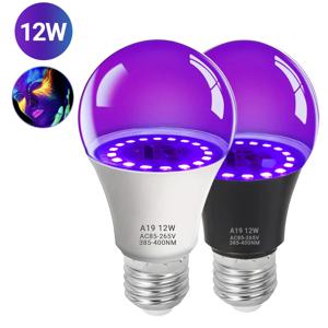 12W E27 UV LED 전구 보라색 검정색 전구 글로우 장식 형광등 램프 AC 85-265V