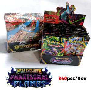 MEGA EVOLUTION SCARLET&VIOLE 360PCS/세트 포켓몬 카드 151 프리즈매틱 에볼루션 블랙 볼트 영어 부스터 배틀 트랜잭션 카드