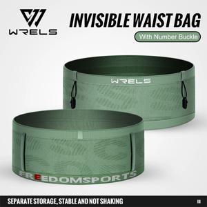 WRELS 탄성 스포츠 허리 가방 팩 통기성 보이지 않는 경량 퀵 드라이 러닝 벨트 피트니스 체육관 마라톤 빕 넘버