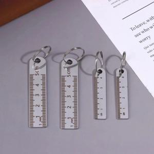 미니 스테인리스 스틸 자자형 열쇠고리 |   1-5cm 휴대용 측정 도구 키링 (분실 방지 측정자)