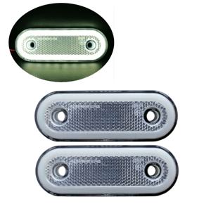 2개 마커 라이트 12V 트레일러 LED 조명 타원형 백색 사이드 마커 라이트 24V 20LED 라이트 트럭 후미등 (트레일러용)