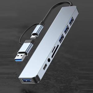 3.0 SD/TF 카드 리더기가 포함된 8 In 2 USB-C 허브 노트북 태블릿 및 전화용 멀티 포트 어댑터 사무용 TypeC 도킹 스테이션