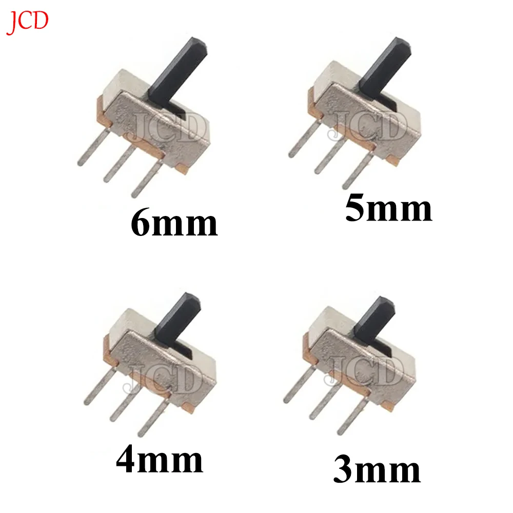 20Pcs SS12D00 인터럽터 on-off 미니 슬라이드 스위치 3pin 1P2T 2 위치 고품질 토글 스위치 핸들 길이: 3MM/4MM/5MM/6MM