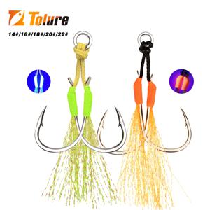 TOLU 10개 금속 지그 테일 어시스트 후크 13-22 #   PE 라인 깃털 솔리드 링 지그 UV 낚시 바늘 10-120g 루어 낚시 후크 포함