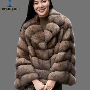여성용 인조 밍크 모피 코트, 커버 버튼 재킷, 턴다운 칼라 아웃웨어, 럭셔리, 한국, 가을 및 겨울, 2025