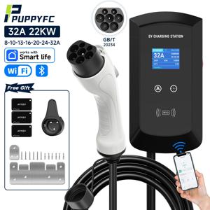 Puppyfc 7.6KW/11KW/22KW 3상 EV 충전소 GBT 20234 전기차 충전기 EVSE 월박스 WiFi 블루투스 앱 원격 제어