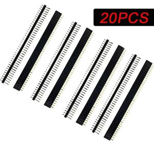 20개 2.54mm 분리형 핀 헤더 JST 커넥터 스트립 DIY 키트용 10쌍 40핀 1x40 단일 행 남성 및 여성용