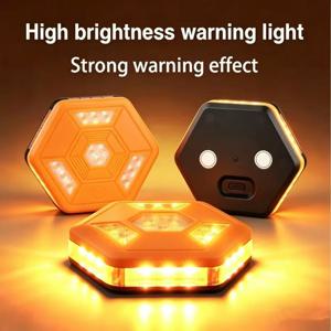 USB 충전 오렌지 LED 도로 플레어 경고등 다기능 비상 점멸등 도로변 안전 표지판 비콘 마그네틱