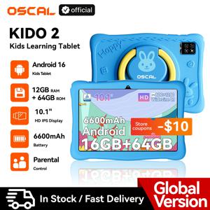 블랙뷰 오스칼 키도 2 키즈 태블릿 안드로이드 16 12GB 램 (4GB+8GB) 64GB 10.1인치 HD IPS 6600mAh 와이파이 구글 플레이 안드로이드 태블릿
