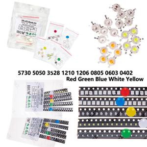 100pcs 그린 블루 화이트 5 색 각 20pcs 5730 5050 3528 1210 1206 0805 0603 0402 SMD LED 다이오드 키트 레드 옐로우