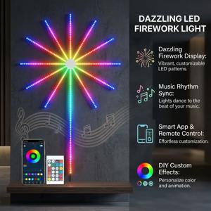 DC5V USB RGBIC 불꽃놀이 네온 LED 스트립 블루투스 앱 제어 음악 동기화 크리스마스 파티 침실 홈 데코 조명