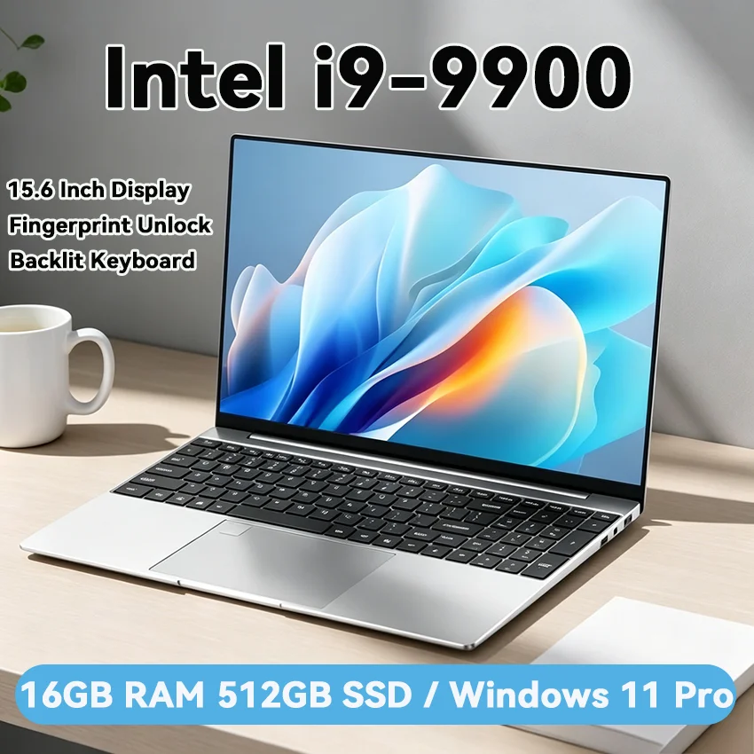 인텔 코어 i9-9900 15.6인치 16GB 램 백라이트 지문인식 노트북 윈도우 11 오피스 스터디 노트북 게이밍 컴퓨터 PC