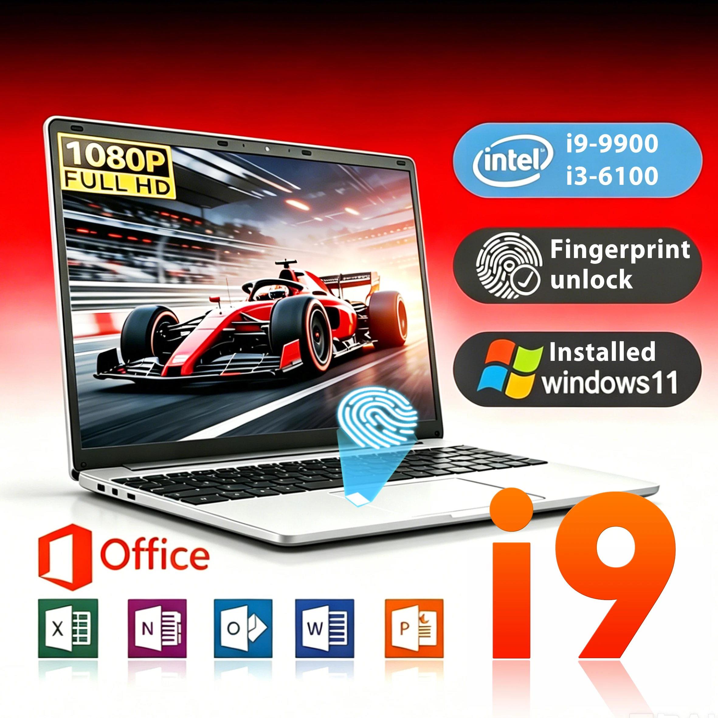 2026 인텔 코어 i9-9900/i3-6100 15.6인치 노트북 16GB 램 1/2TB SSD 윈도우 11 프로 지문인식 잠금해제 오피스 게임용 백라이트 노트북