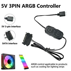 5V 3핀 ARGB 컨트롤러 ARGB 5V 3핀 - SATA 인터페이스 연장 케이블 RGB 싱크 컨트롤러 케이블 (PC 팬, 라이트 스트립용)