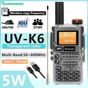 Quansheng UV-K6 UHF VHF 워키토키 UV-K5(8) 풀 밴드 C 타입 스크램블러 NOAA 무선 복사 주파수 투명 햄 라디오, 신제품
