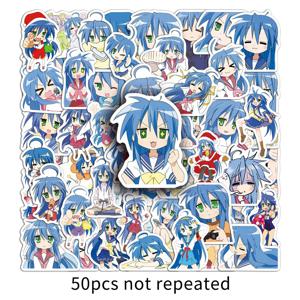 50pcs 이즈미 코나타 럭키 스타 스티커 카와이 소녀 만화 스티커 노트북 노트북 가방 자전거 장식 데칼 선물