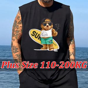 패션 남자 조끼 플러스 사이즈 110-200KG 탱크 탑 6XL-14XL 거리 낙서 조끼 민소매 티셔츠 코튼 티셔츠 큰 남성 의류