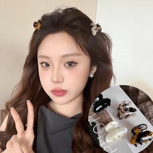 2개 세트 여성 및 소녀용 스위트 소형 아세테이트 헤어 클립 바레트 크랩 클램프 포니테일 헤어핀 패션 액세서리