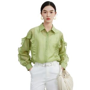 새로운 레이온 스프링 디자인 센스 턴다운 칼라 나비 소매 통기성 자외선 차단 셔츠 루즈핏 패션 캐주얼 셔츠 코트