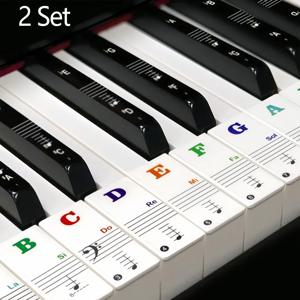 피아노 키보드 스티커 2세트 88/61/54/49 키(탈착식 컬러 노트 라벨 포함) 초보자용 문자 피아노 스티커