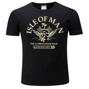 남성 코튼 티셔츠 Isle of Man TT Races The Ultimate Road Race EST1907 해골 헬멧 티셔츠 패션 티셔츠 2026