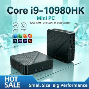 2026 인텔 코어 i9 10980HK 휴대용 미니 PC 16GB DDR4 M.2 NVMe SSD 트리플 4K WiFi6 저소음 쿨링 사무실/가정용 데스크탑 프로