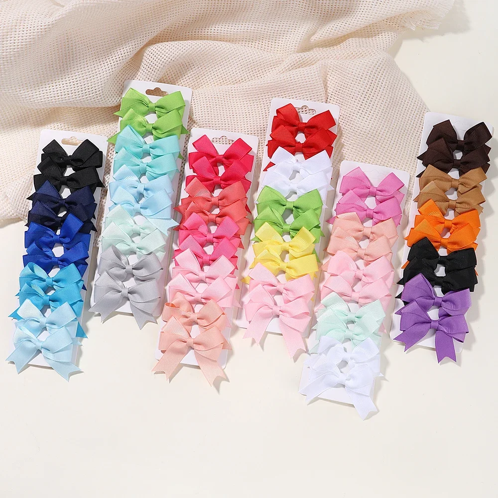 10 개/대 어린이를위한 새로운 귀여운 리본 Bowknot 헤어 클립 수제 나일론 활 머리핀 바레트 머리 장식 아기 소녀 헤어 액세서리