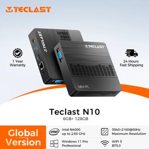Teclast N10 미니 PC Intel N4000 Windows 11 Pro DDR4 6GB 128GB 듀얼 출력 4K HD 데스크탑 WiFi 5 포켓 미니 PC 사무용 컴퓨터