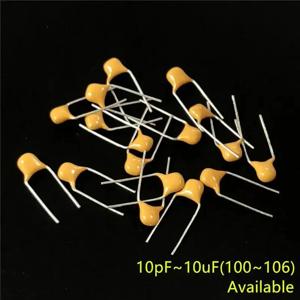 100pcs 다층 세라믹 커패시터 PLR 50V (100~106) 10pF~10uF 102 103 104 105 22pF 1nF 10nF 100nF 0.01uF 0.1uF 1uF P=5.08mm