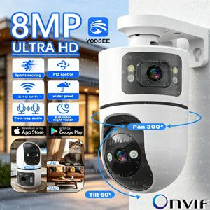 YOOSEE 8MP 실내 스마트 WiFi 카메라 듀얼 렌즈 IP 카메라 컬러 야간 투시경 양방향 오디오 보안 CCTV 감시 베이비 모니터
