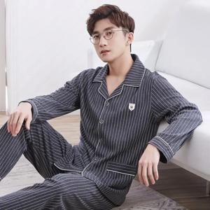 남성용 순면 긴팔 잠옷 세트 루즈핏 가을 겨울 홈웨어 봄 여름 편안하고 통기성 좋은 남성 파자마
