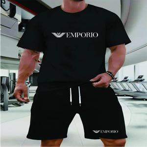 EMPO, 남성용 통기성 러닝 운동복, 투피스 세트, 레저용 브랜드 피트니스 세트