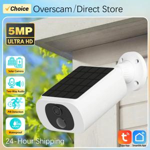 5MP 투야 스마트라이프 야외 태양광 배터리 카메라 무선 WIFI PIR 모션 감지 라이트 컬러 야간 투시 양방향 오디오 카메라