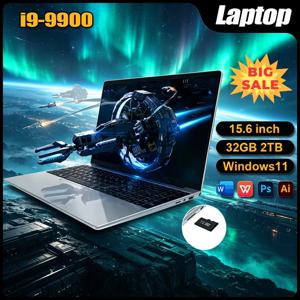 2026 HOT 15.6인치 노트북 32GB 2TB 윈도우 11 인텔 코어 I9-9900 게이밍 컴퓨터 PC 1920*1080 HD 게이머용 사무용 울트라 슬림 노트북
