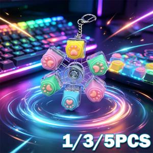 LED 고양이 발 모양 키보드 키체인 피젯 토이 클릭 가능한 버튼 스트레스 해소 데스크 액세서리 사무실 장식 불안 완화 선물