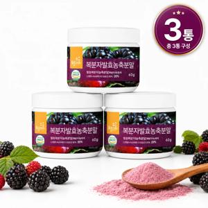 국내빠른발송 고창 복분자 발효농축분말 60g X 3통 HACCP 스푼포함 홈쇼핑 방영 국산 복분자분말 에이드