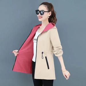 여성용 양면 바람막이 긴 소매 재킷, 후드 캐주얼 기본 코트, 루즈 아우터, 4XL, 가을 신상