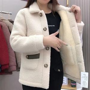여성용 모조 양털 재킷, 패딩, 두꺼운 단색 포켓, 어머니 모피 코트, 겨울 파카, 2023 신상