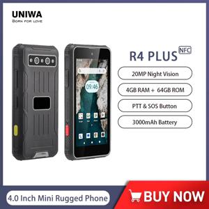 R4 Plus 4G 미니 견고한 스마트폰 안드로이드 14 옥타 코어 4GB+64GB 20MP 나이트 비전 3000mAh PTT SOS 4인치 소형 핸드폰 NFC