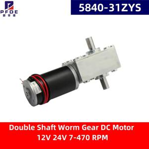 5840-31ZYS 이중 샤프트 웜 기어 DC 모터 12V 24V 7-470 RPM 조정 가능한 속도 역방향 자동 잠금 고 토크 기어 모터