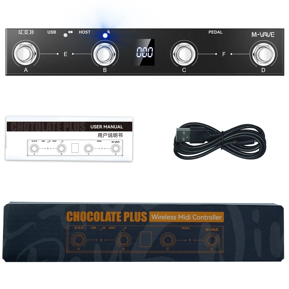 M-VAVE Chocolate Plus 무선 미디 컨트롤러 키보드 4 버튼 풋 스위치는 MIDI 호스트 인터페이스 제어 기능 부분을 지원합니다.