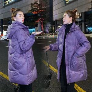 여성용 따뜻한 다운 코튼 패딩 루즈핏 코트 2025 가을 겨울 두꺼운 푸퍼 재킷 여성 후드 솔리드 긴팔 숏 파카