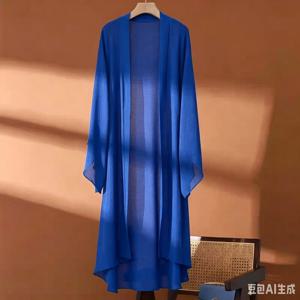 여성용 플러스 사이즈 5XL 롱 쉬폰 가디건 솔리드 컬러 여름 자외선 차단 루즈한 얇은 코트 여성 숄 가디건