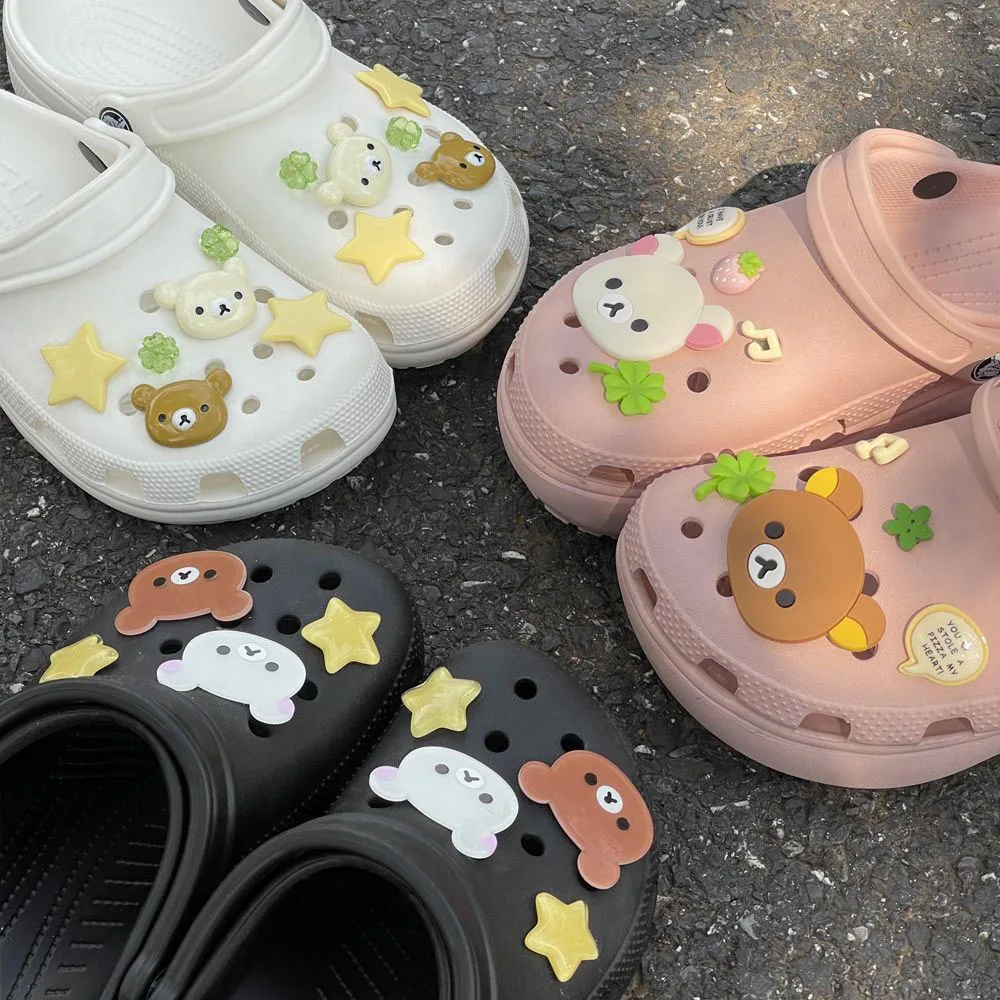 귀여운 만화 곰 스타 시리즈 신발 참 장식 액세서리 슬라이드 샌들, 가든 슈즈 장식 버클 핀, 여름 선물로 완벽