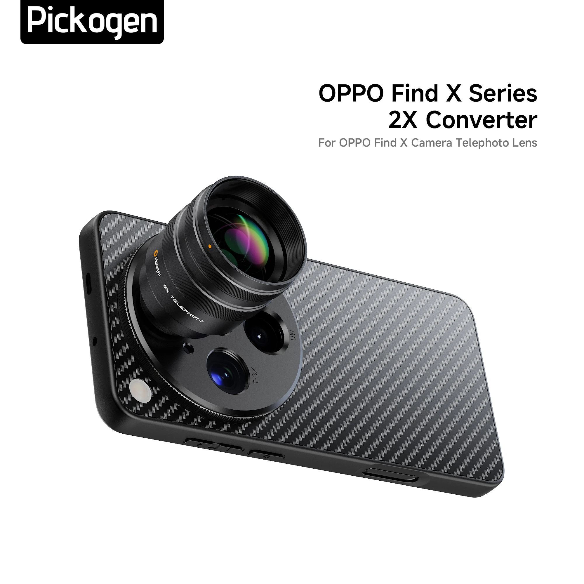 PICKOGEN 2X 휴대폰 카메라 망원 렌즈용 컨버터, 240mm 텔레컨버터(오포 X8 울트라 X9 프로 울트라용 폰 케이스 포함)