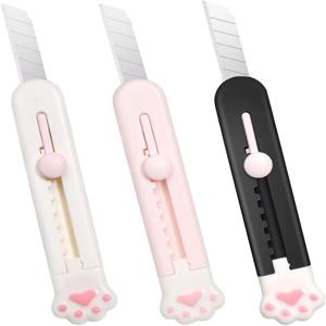 Zoecor 3/2Pcs 편지지 미니 포켓 귀여운 고양이 발 아트 유틸리티 나이프 종이 상자 커터 작은 비 슬립 нож 학교 미술 용품 도구